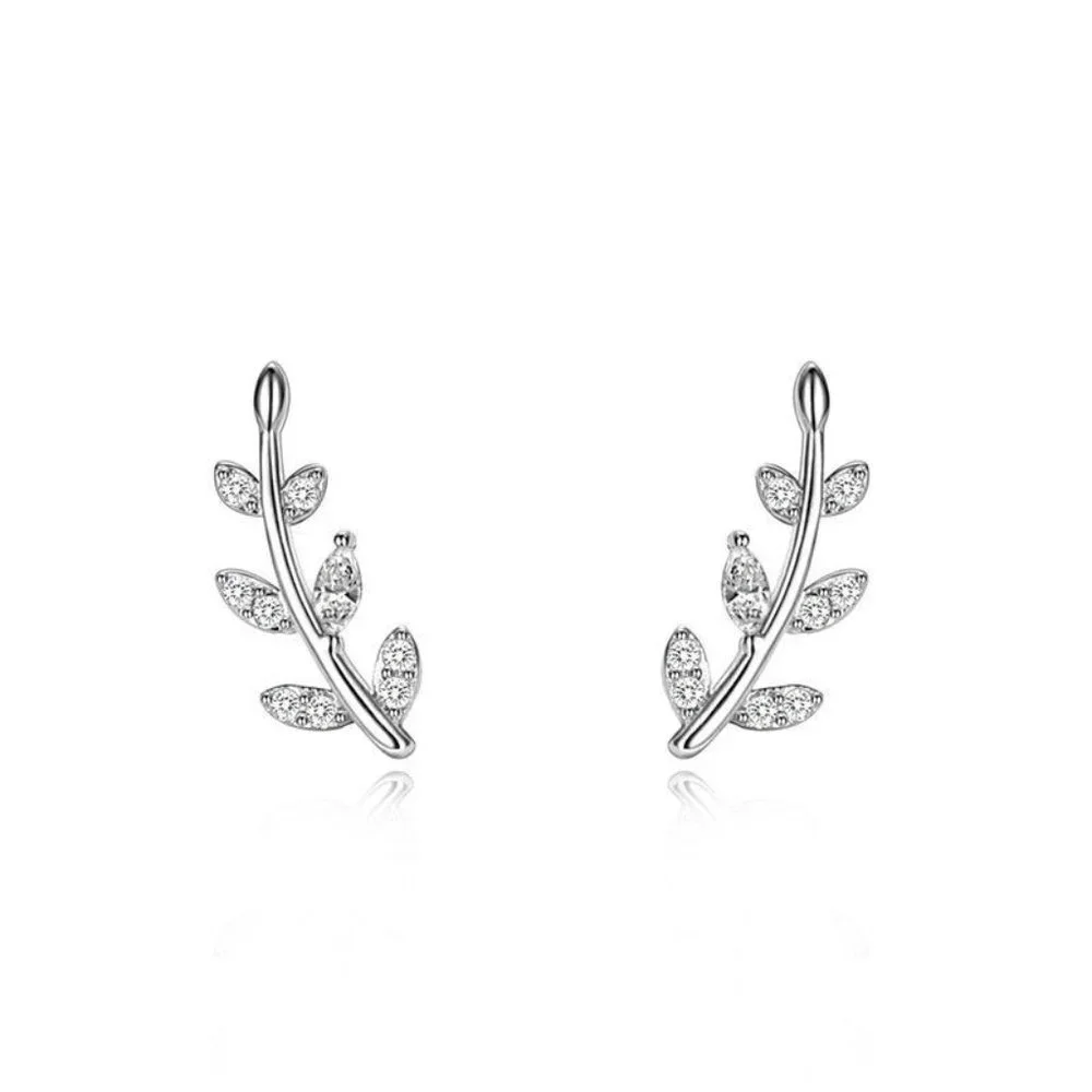 New 925 Silver Sim, Diamonds Branch Studs